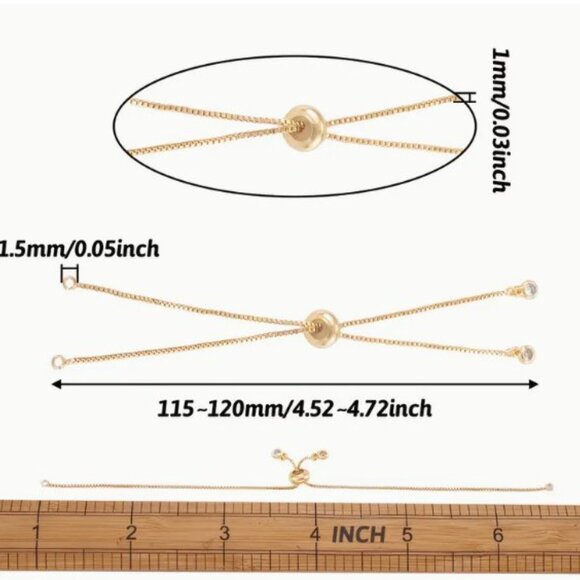 One Brass Slider Bracelet with Sparkling Cubic Zirconia Accents - Adjustable - Picture 5 of 5